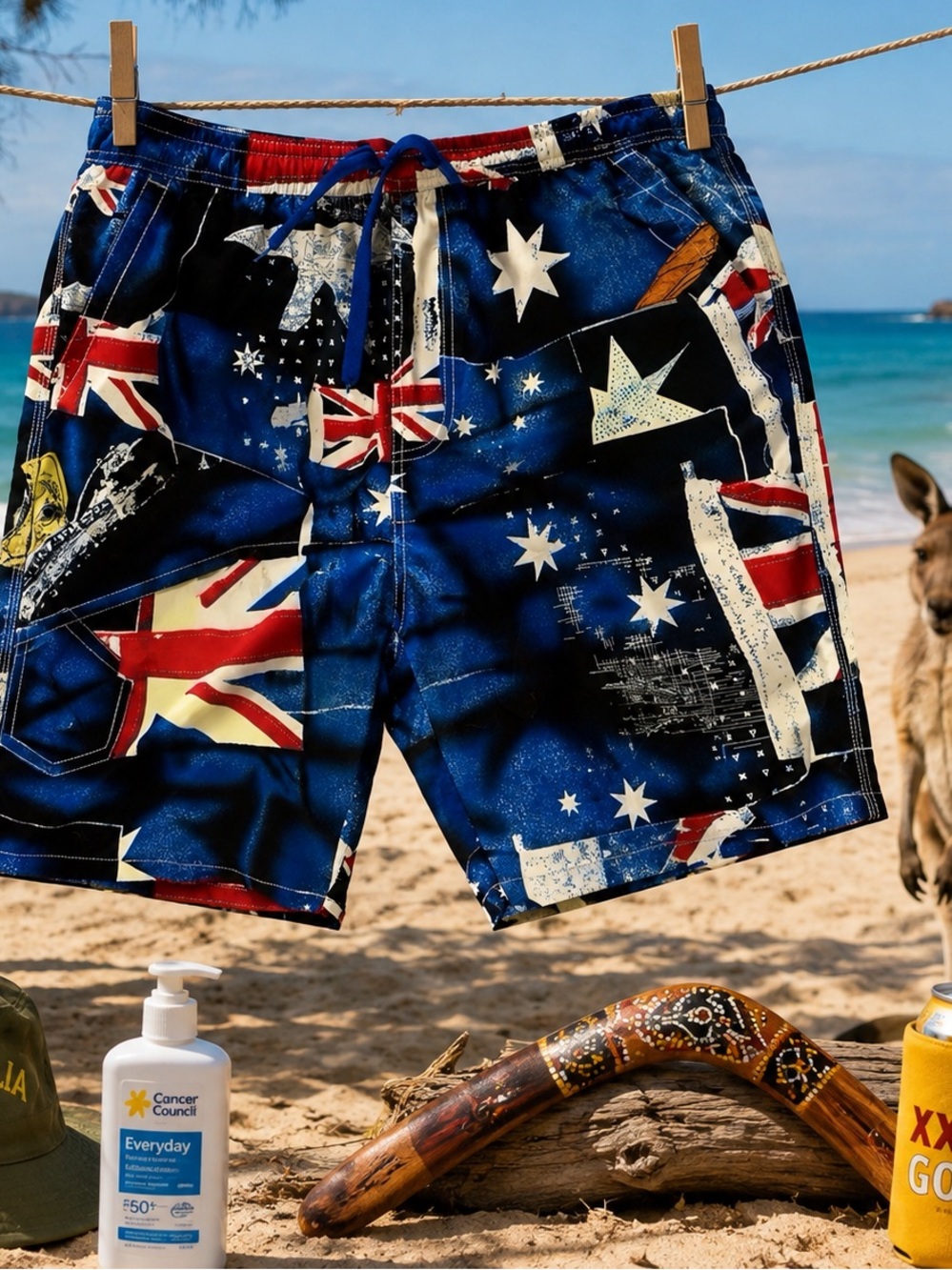 ❤️5 for $25❤️ - Australia Flag draw-string swim-short - unworn - unwanted gift